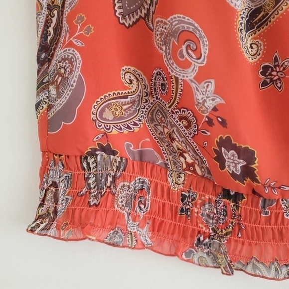 2/$35 Sale COMO Design Bohemian Orange Paisley Print Flowy Top Size S (8-10)EUC - Picture 6 of 11